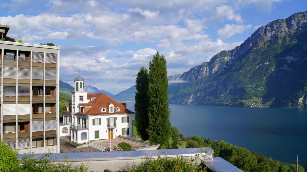 Blick von einer Terrassenebene Hotel Neu-Schönstatt