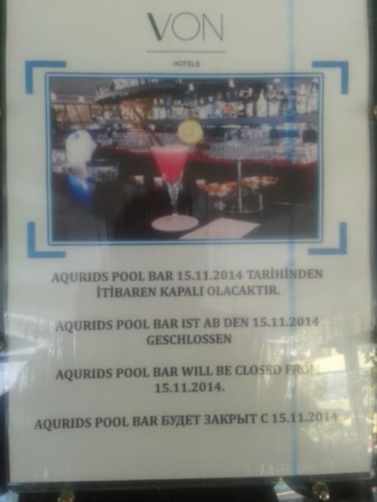 Poolbar - ab 15.November geschlossen !!! VONRESORT Golden Coast