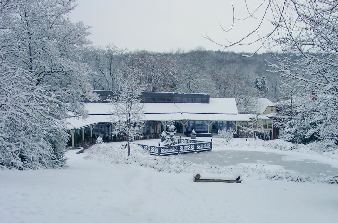 Terrasse mit verschneitem See FREIgeist Northeim