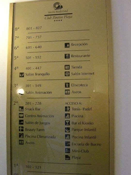 Ansichtstafel am Fahrstuhl SBH Club Paraiso Playa