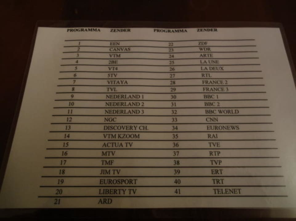 TV Programmliste Hostellerie Mardaga