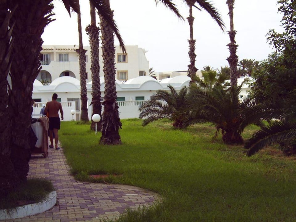 Wiese vor unserem Bungalow El Mouradi Club Kantaoui