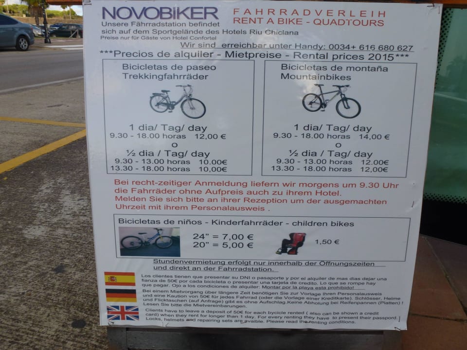 Fahrradverleih vor dem Hotel Hotel Riu Chiclana