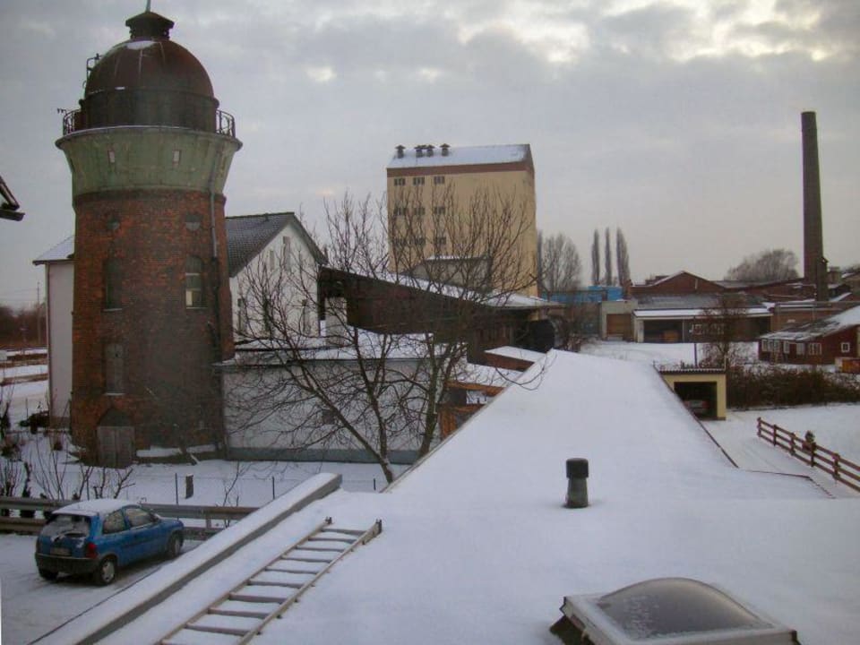 Blick aus dem Fenster (Februar) Stichwehs Hotel am Bahnhof