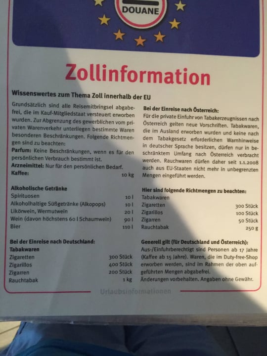 Zoll informationen Ralitsa Aqua Club
