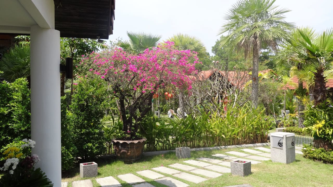 Am Eingang zur Anlage Ocean Breeze Resort