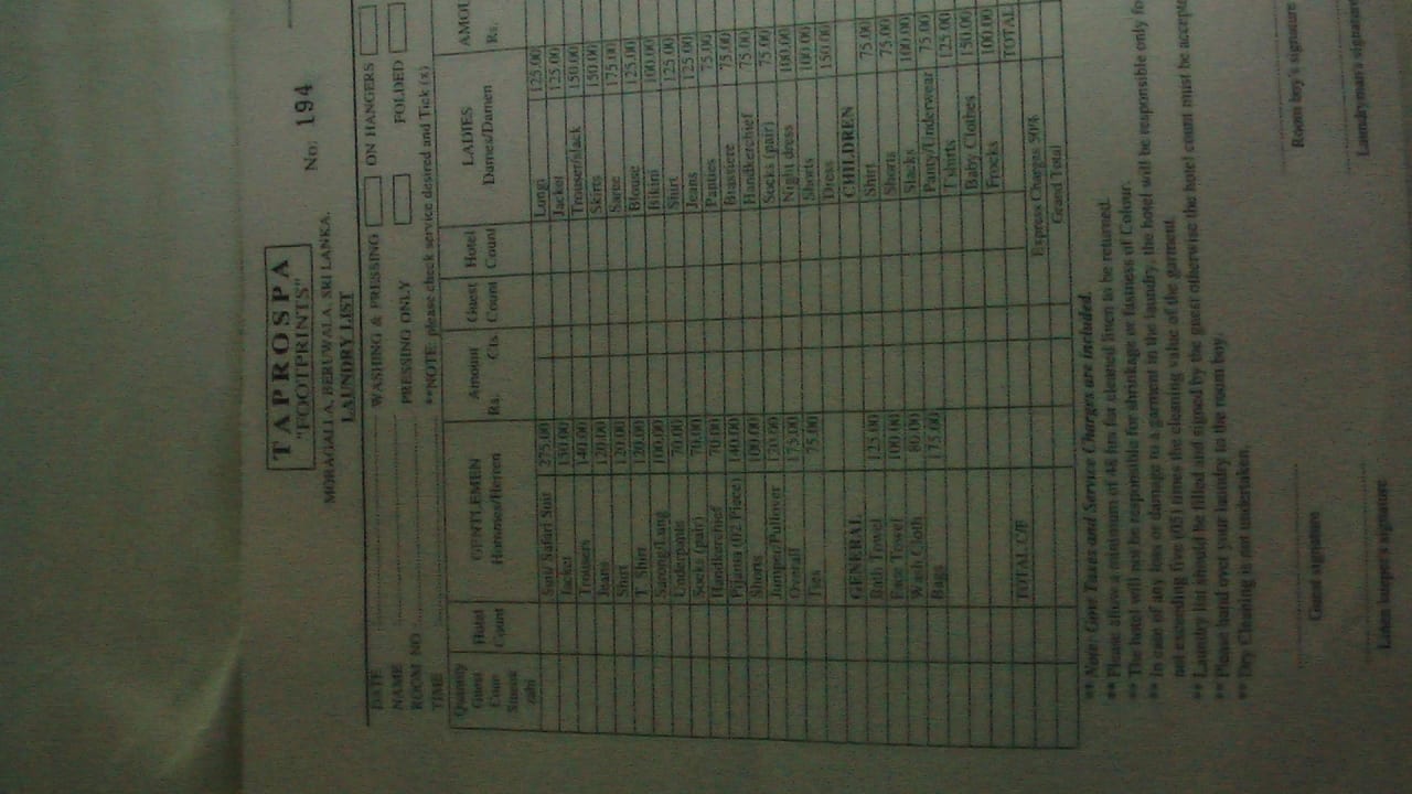 Hotel Reinigung  Earl’s Reef Beruwala