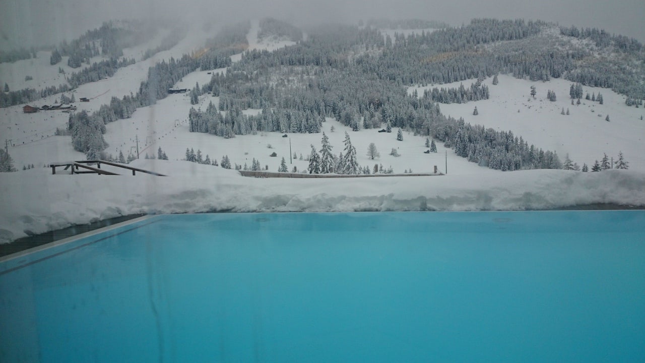 Blick vom Außenpool Oberjoch - Familux Resort