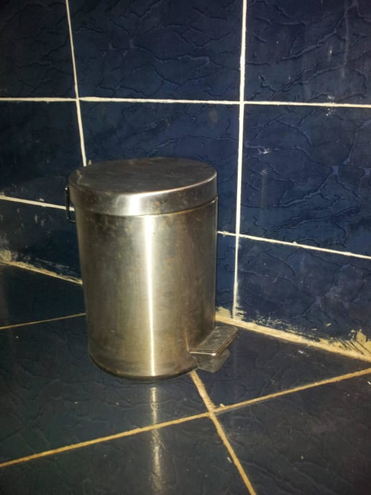 Dreckige Mülltonne im Bad Desert Rose