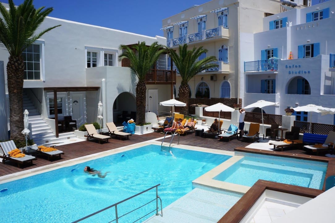 Pool von oben Hotel Nissaki Beach