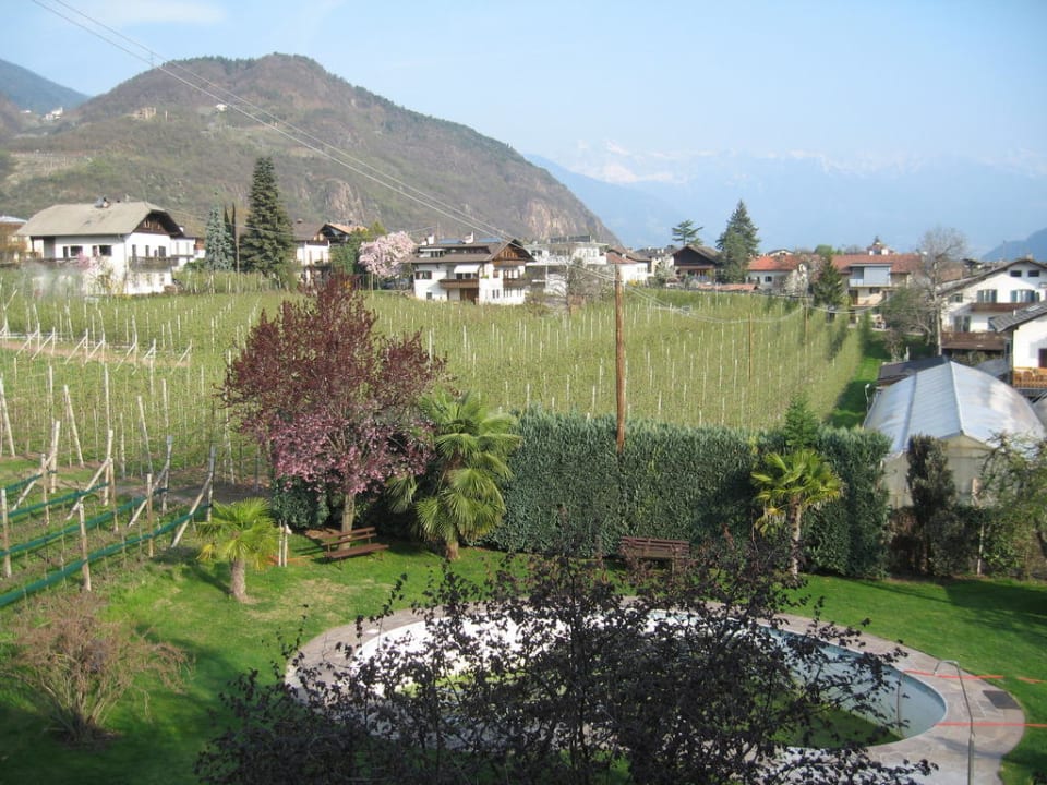 Aussicht vom Balkon auf den Garten Hotel & Residence Traubenheim