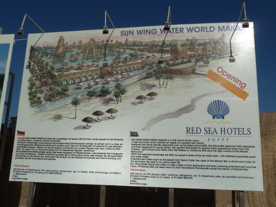 Hinweistafel am Strand Grand Waterworld Makadi & Family Star Makadi