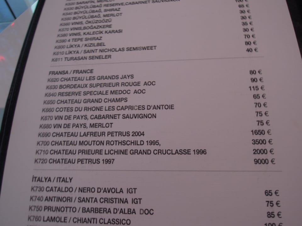 Die Weinkarte im Italiener Adam & Eve - Adults only