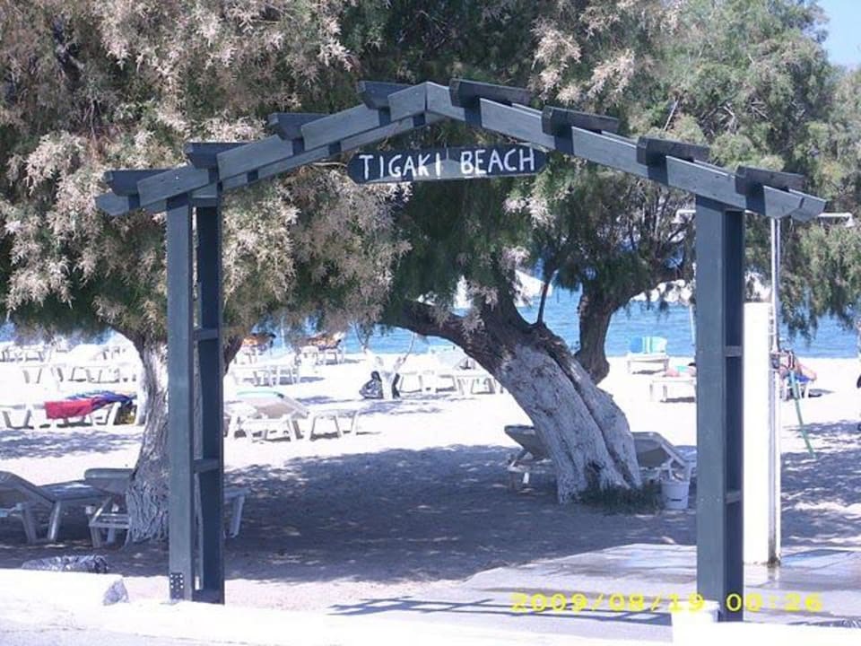 Eingang zum Strand  Hotel Tigaki Beach
