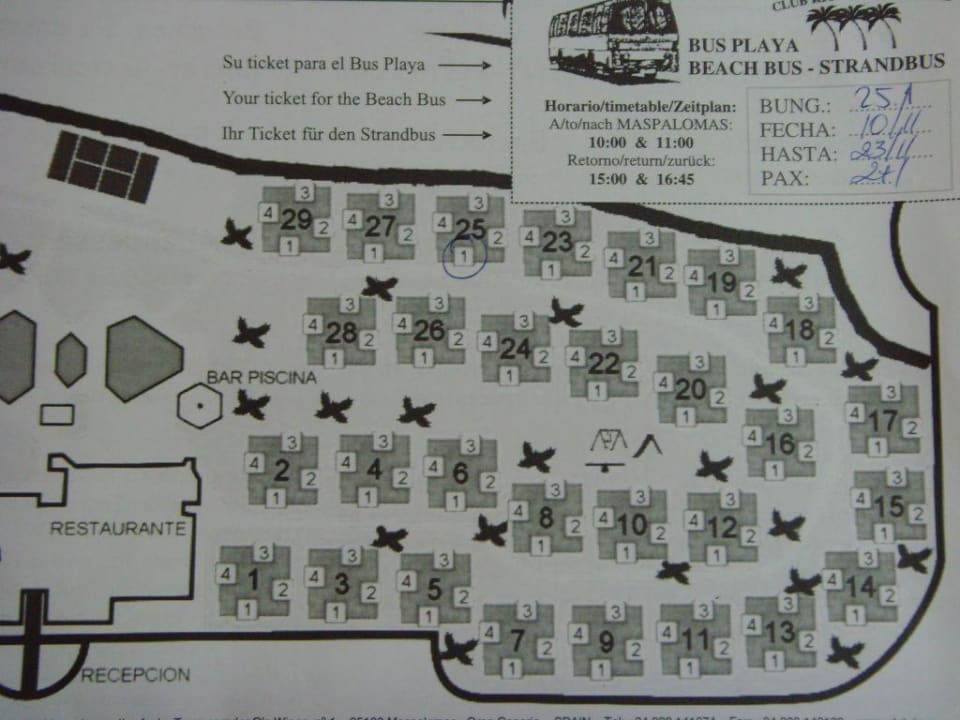 Plan der Bungalows Canary Garden Club