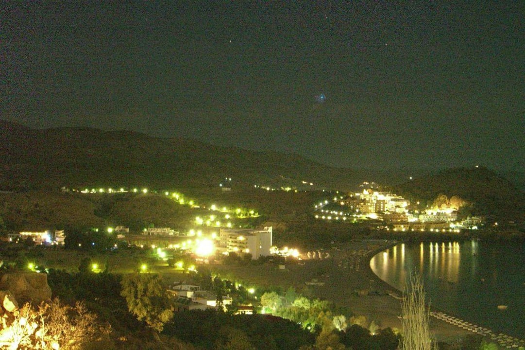 Blick von der oberen Hotelbar Lindos Mare, Seaside Hotel