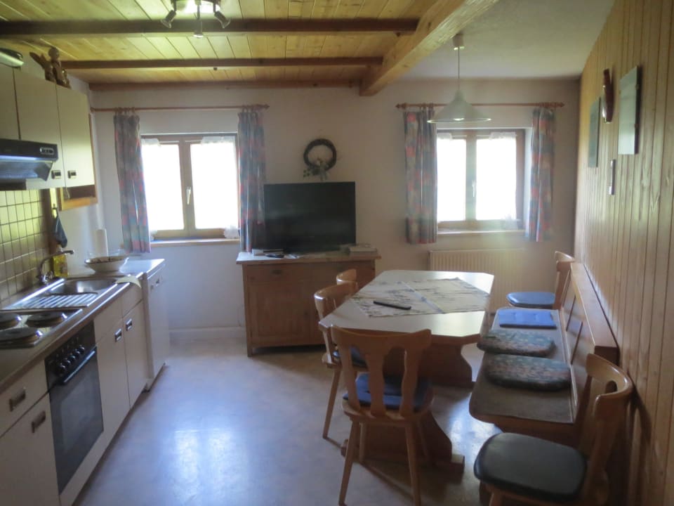 Küche in der Ferienwohnung Bauernhof Lindenhof