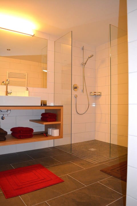 Bad mit großer Dusche und WC Bergbauernhof Fegg