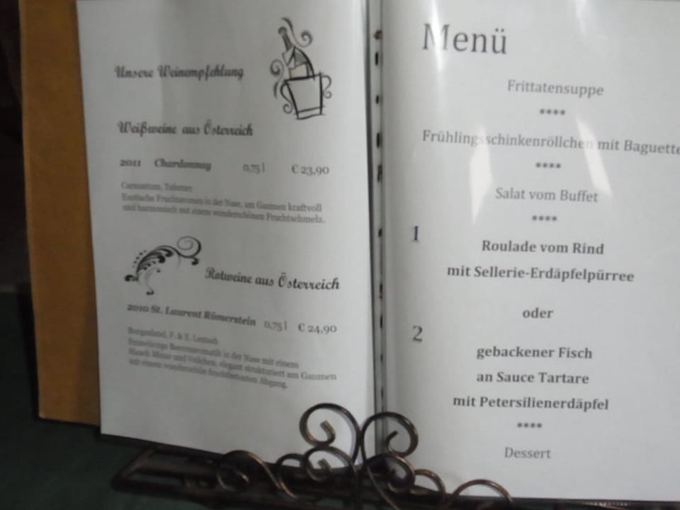 Menüwahl Ferienhof Kampfl