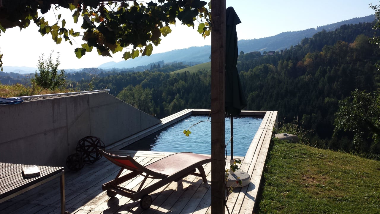 Exklusiver Pool des Hauses PURESLeben Ferienhaus Lieschnegg am Tunauberg