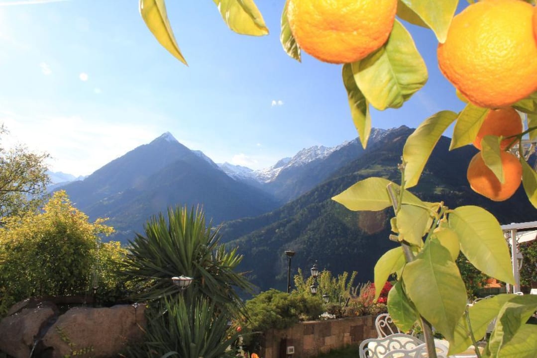 Garten mit Blick auf die Berge Hotel Bergland
