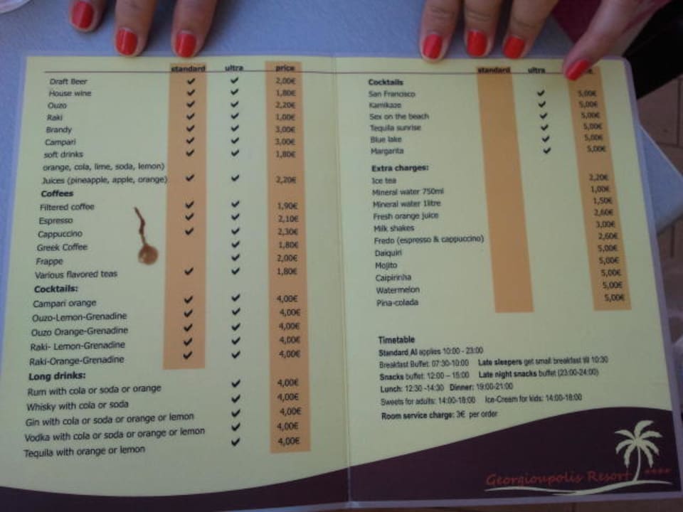 Verzehrkarte "Ultra AI und Light / Normal AI HARPIN Georgioupolis Resort Aquapark & SPA