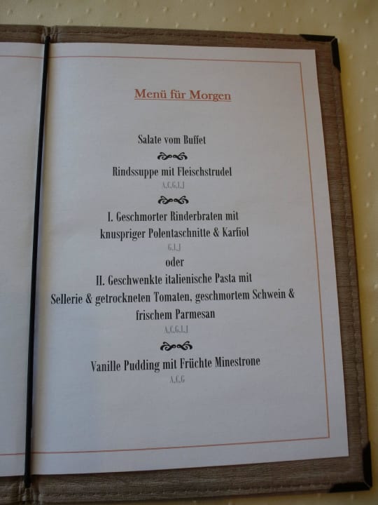 Abendkarte  Hotel Brückenwirt