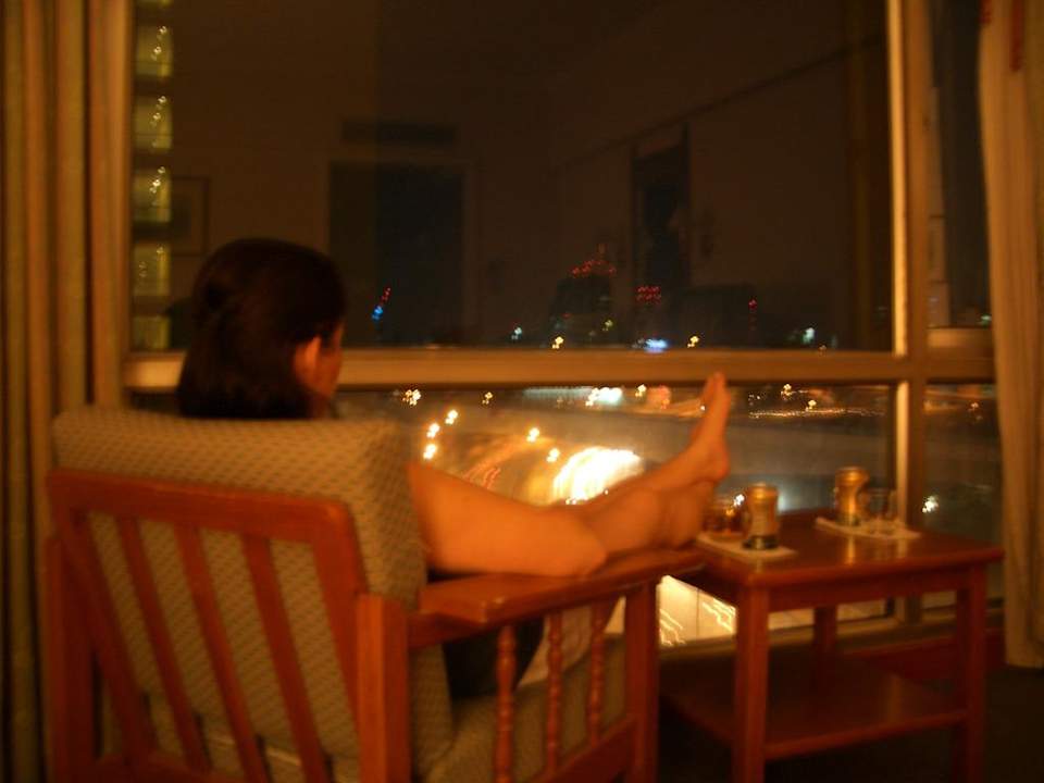 Großes Zimmerfenster Hotel Bangkok Palace