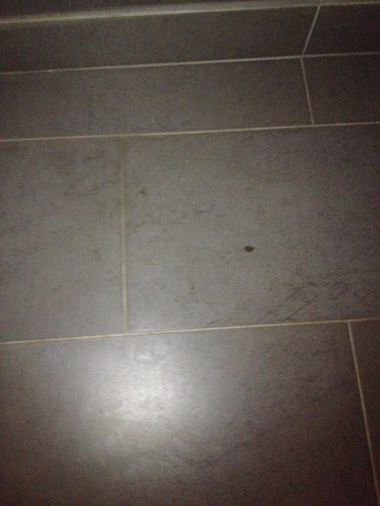 Schmutzige Fliesen im Zimmer - nicht einmal besenrein! Hotel Rutherbacher