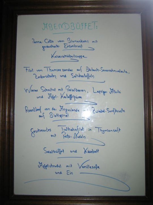 Menübeispiel Hotel Seeblick