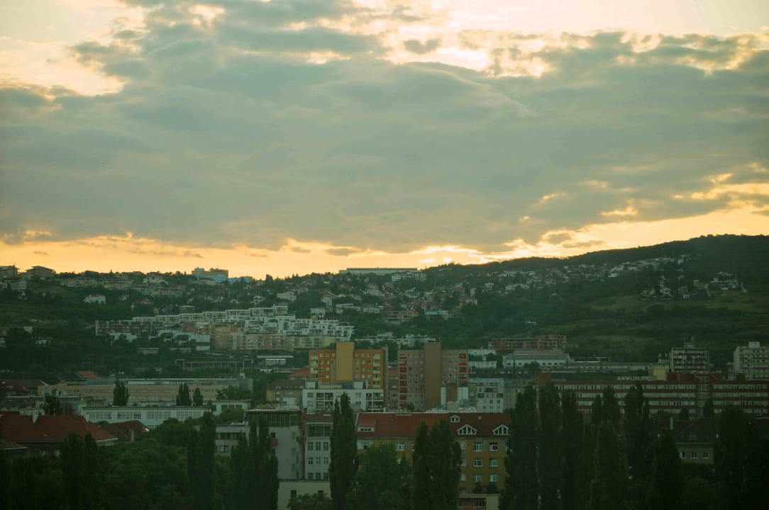 Sunset view from bedroom DoubleTree by Hilton Hotel Bratislava