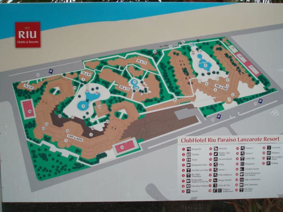 Plan der gesamten Anlage Hotel Riu Paraiso Lanzarote