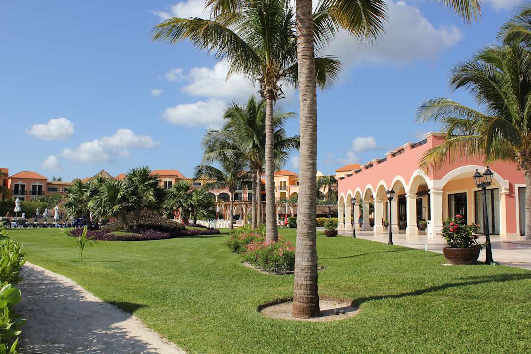 Blick vom Strand auf die Gartenanlage zum Hotel Ocean Coral & Turquesa by H10