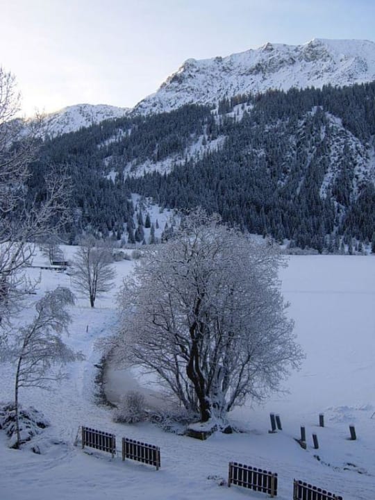 Zimmerausblick auf den zugefrorenen Haldensee Via Salina - Hotel am See - Adults only