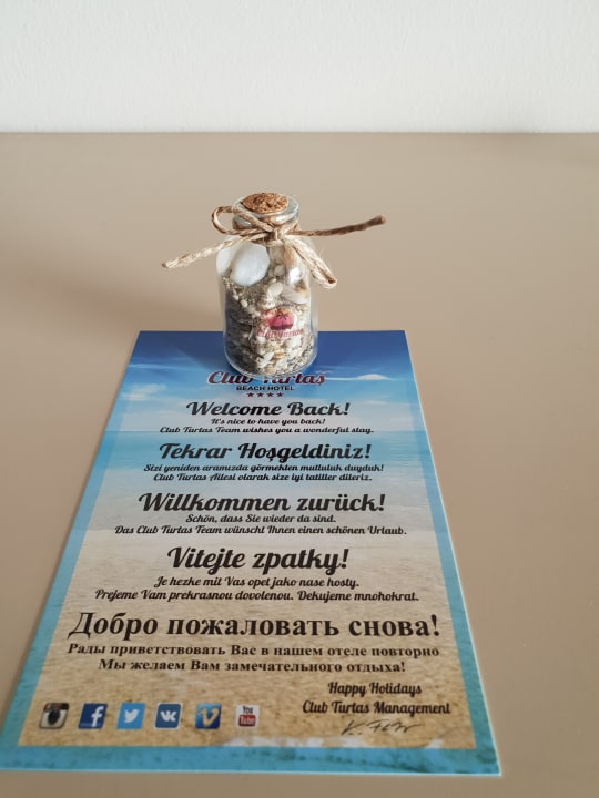 Aufmerksamkeit des Hotels . Club Turtas Beach Hotel