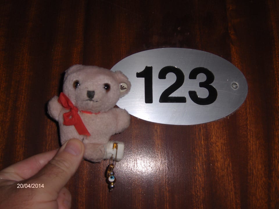 LittleTed with our room number Ocean View Hotel
