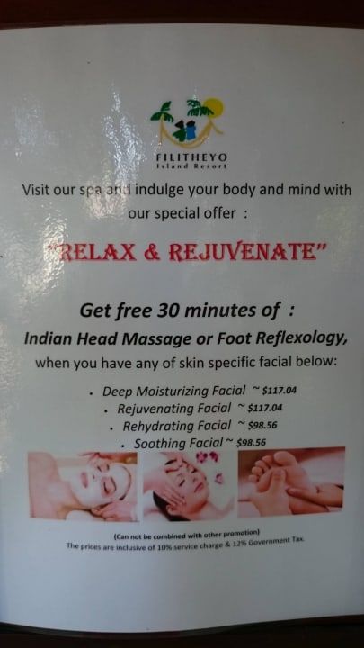 Preisliste SPA Filitheyo Island Resort