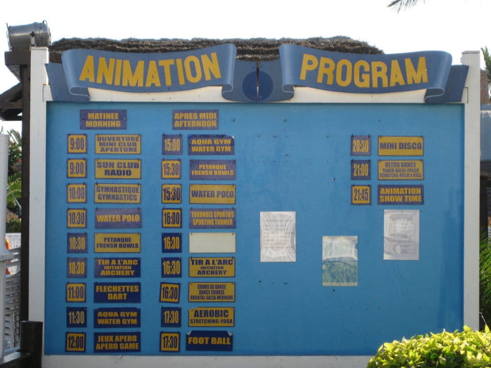 Annimationstafel Djerba Sun Beach Hotel & Spa