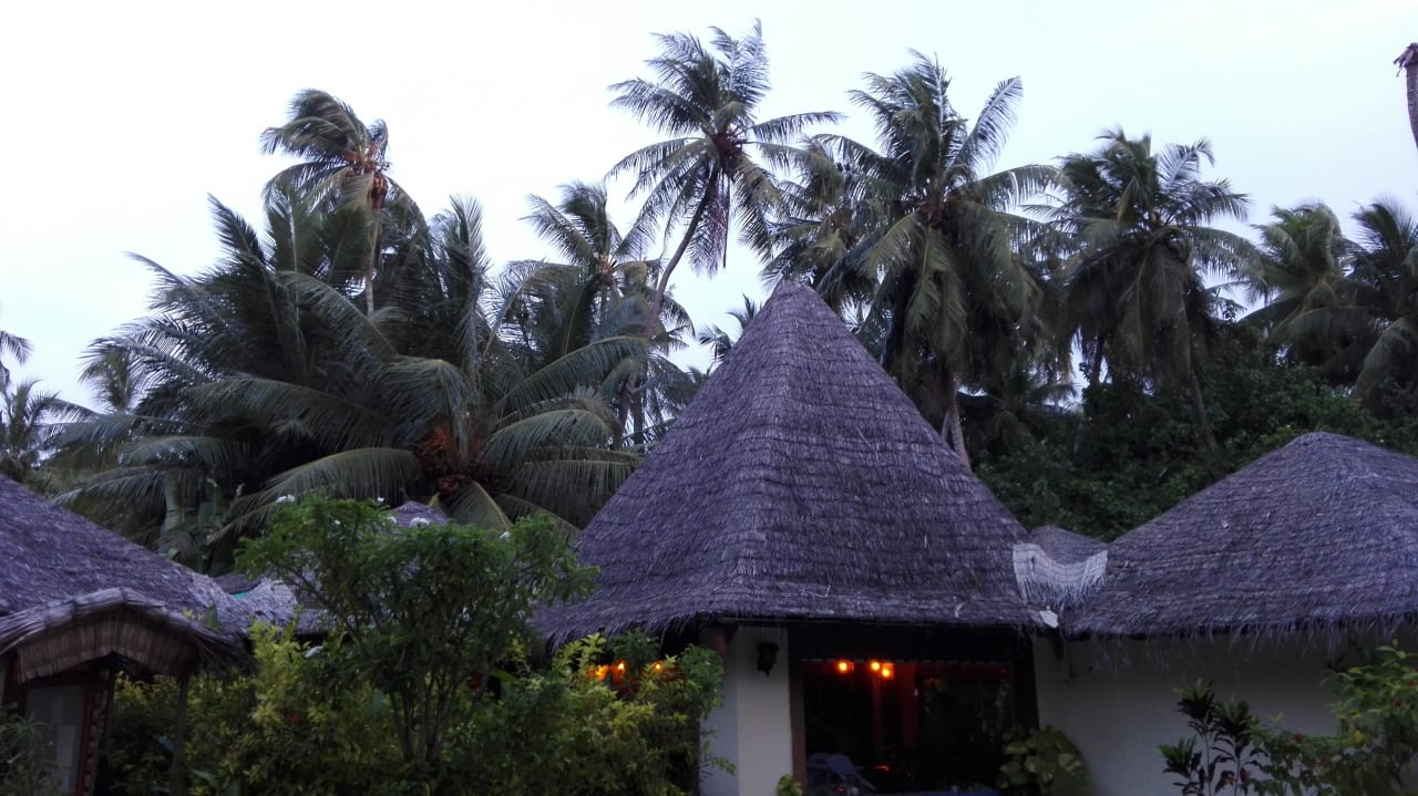 Der kleine Shop mit anliegenden Essensräumen und Buffet. Biyadhoo Island Resort