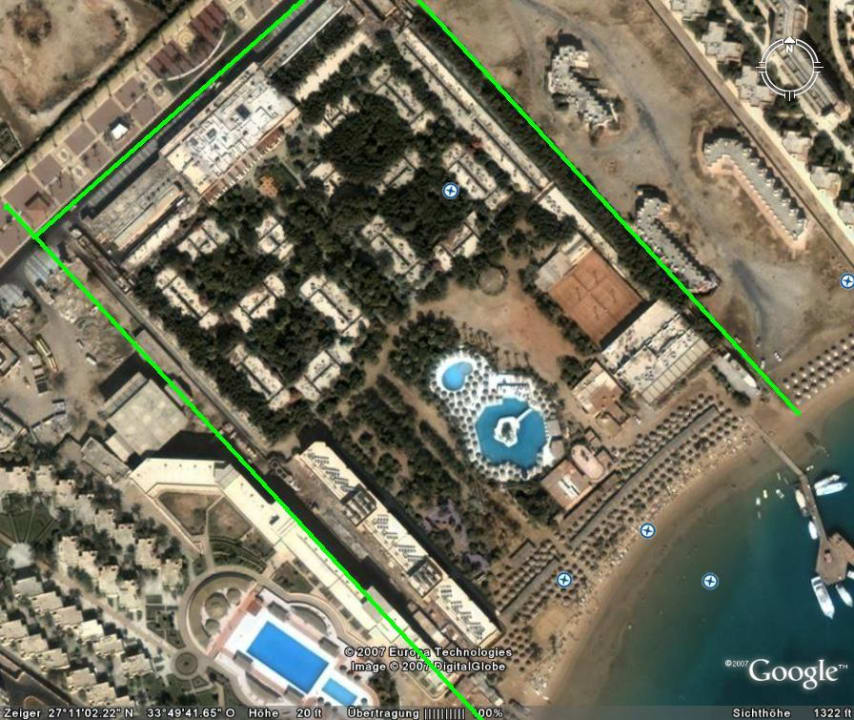 Satelitenaufnahme vom Giftun Beach (Google Earth). Giftun Azur Resort