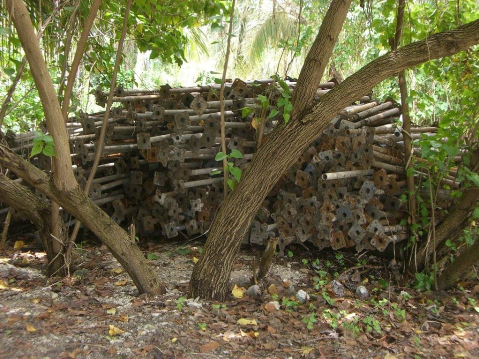 Baustützen direkt am Weg Meeru Maldives Resort Island