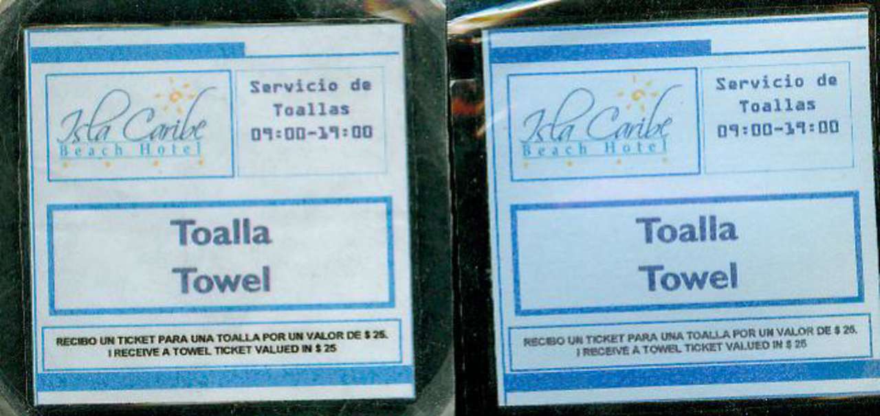 Towel Card Hotel Pueblo Caribe
