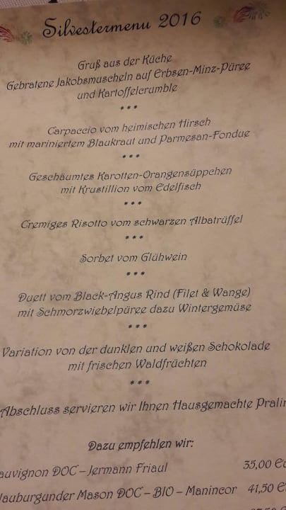 Silvestermenü Hotel Panorama