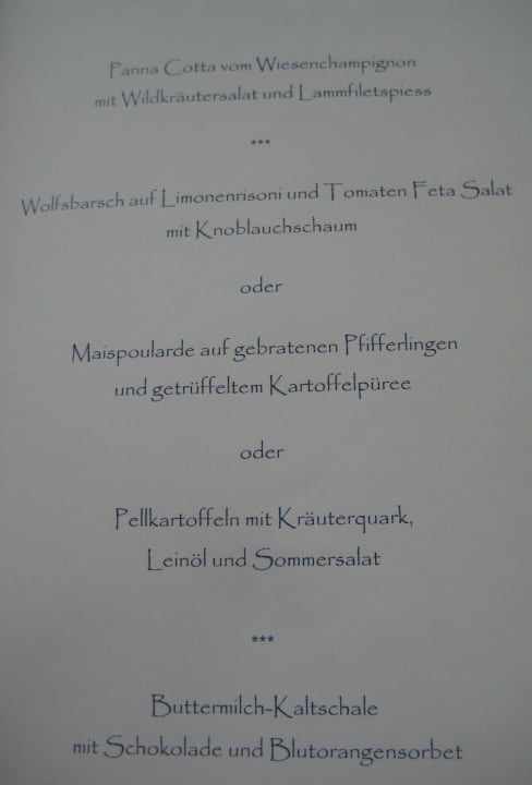 Menü-Karte ATLANTIC Hotel Wilhelmshaven