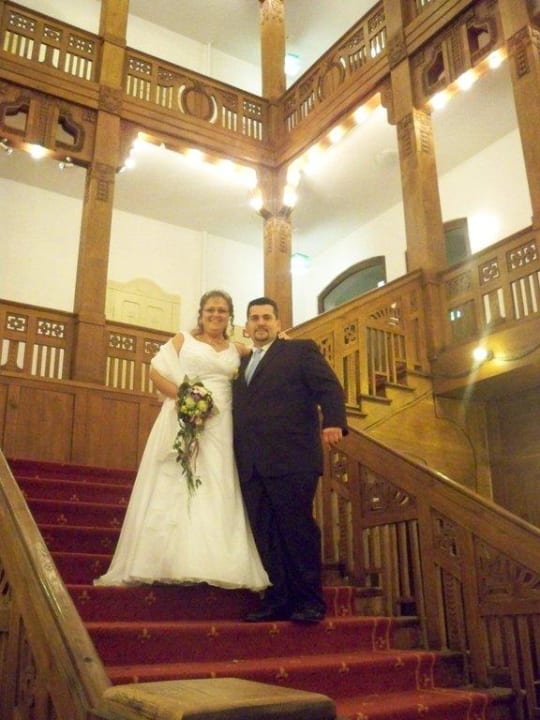 Treppenaufgang in der Lobby Hotel Badehof