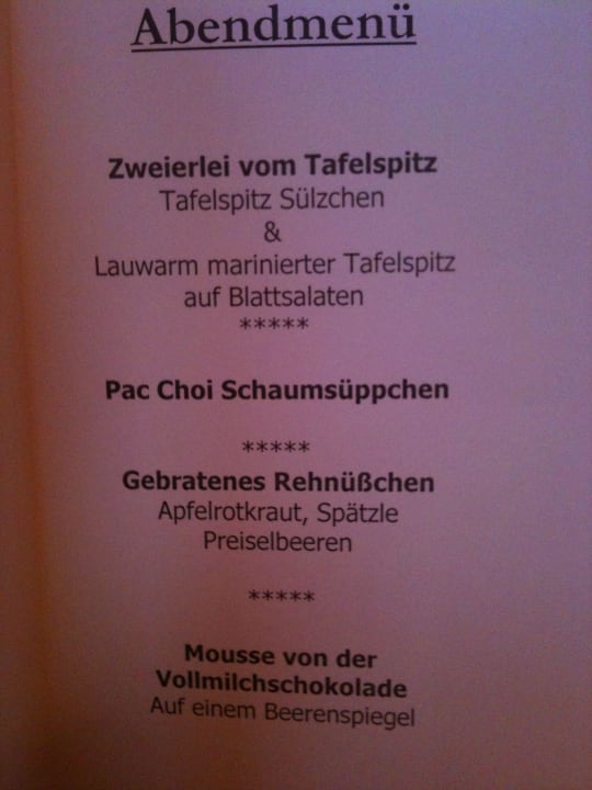 Das leckere Abendmenü Hotel Wirtshaus zum Gämsle