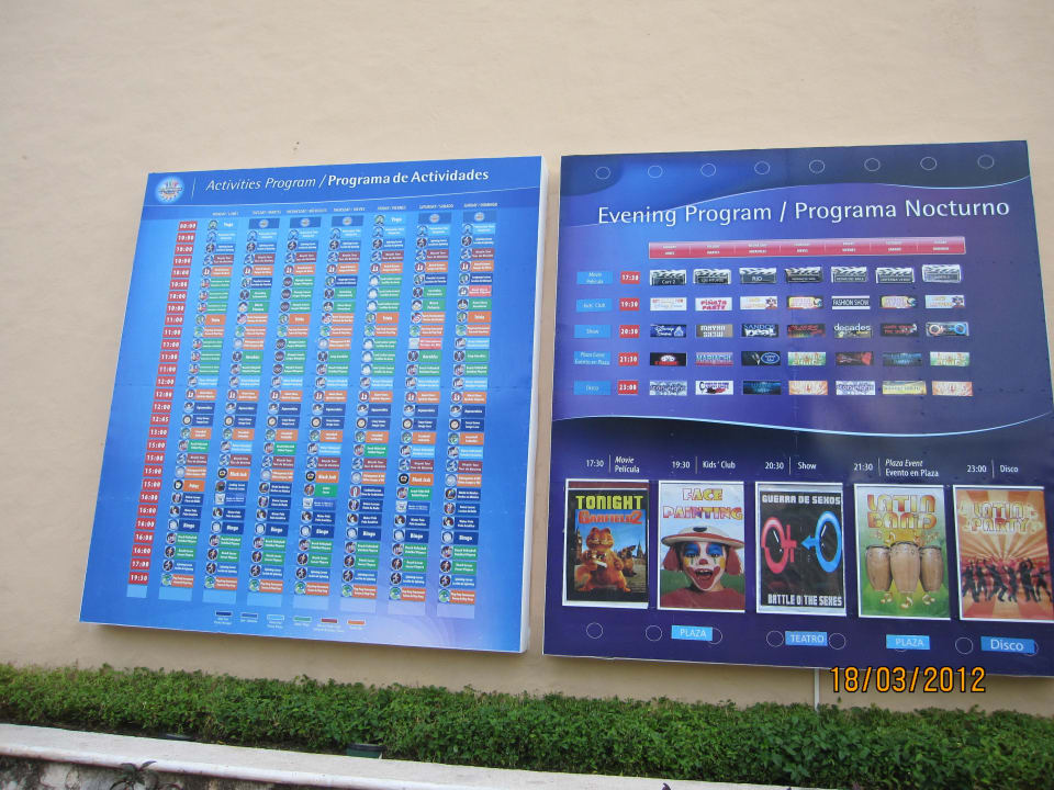 Übersicht Aktivitäten Sandos Playacar Beach Resort