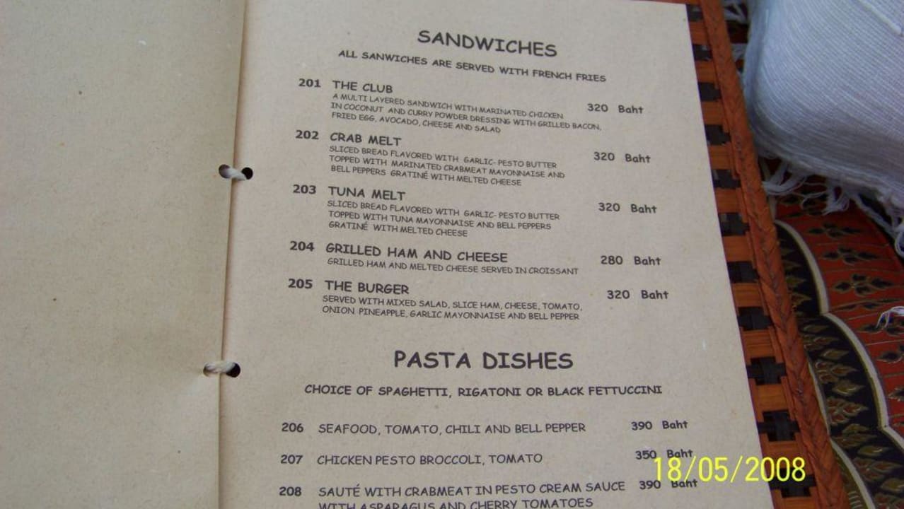 Essenspreise für Snacks im Hotel Santhiya Koh Phangan Resort & Spa