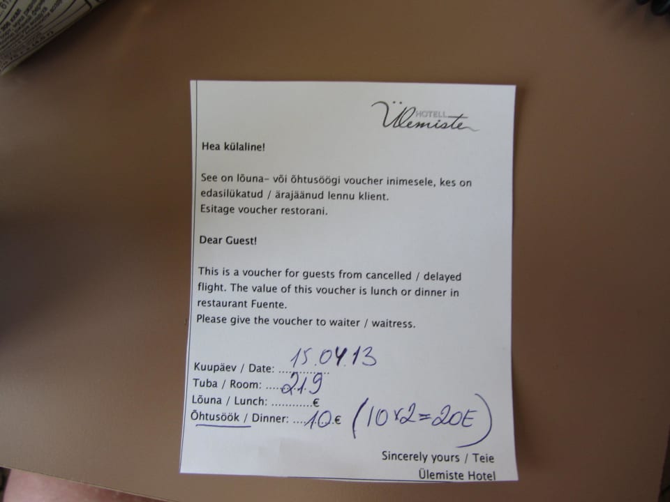 Талон на ужин Mercure Tallinn