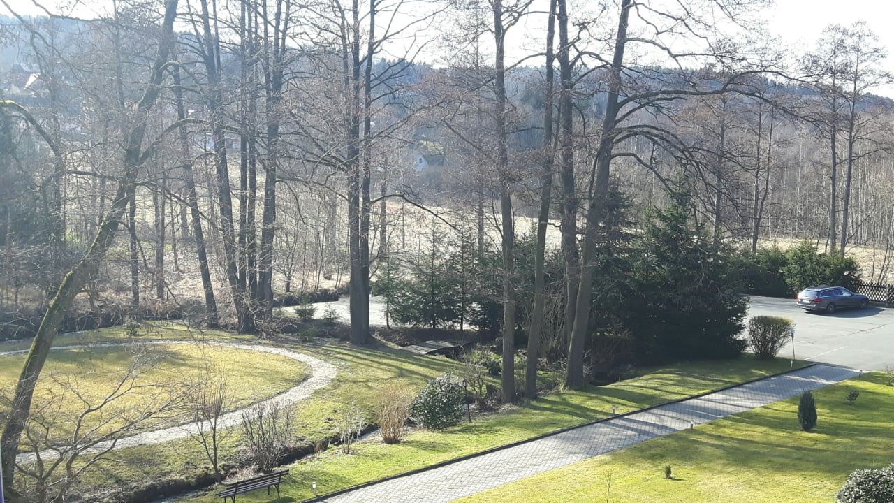 Blick vom Balkon Richtung Parkplatz Hotel Vogtland